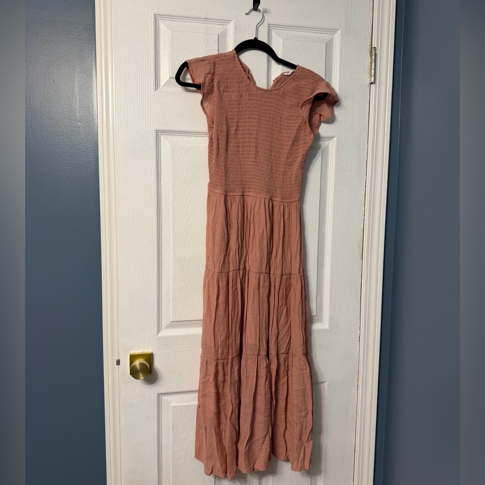 Blu Pepper smocked maxi dress with ruffle sleeves size large